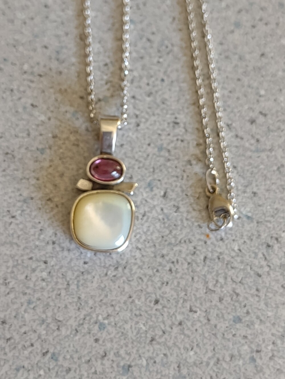 Sterling MOP+Tourmaline Neck